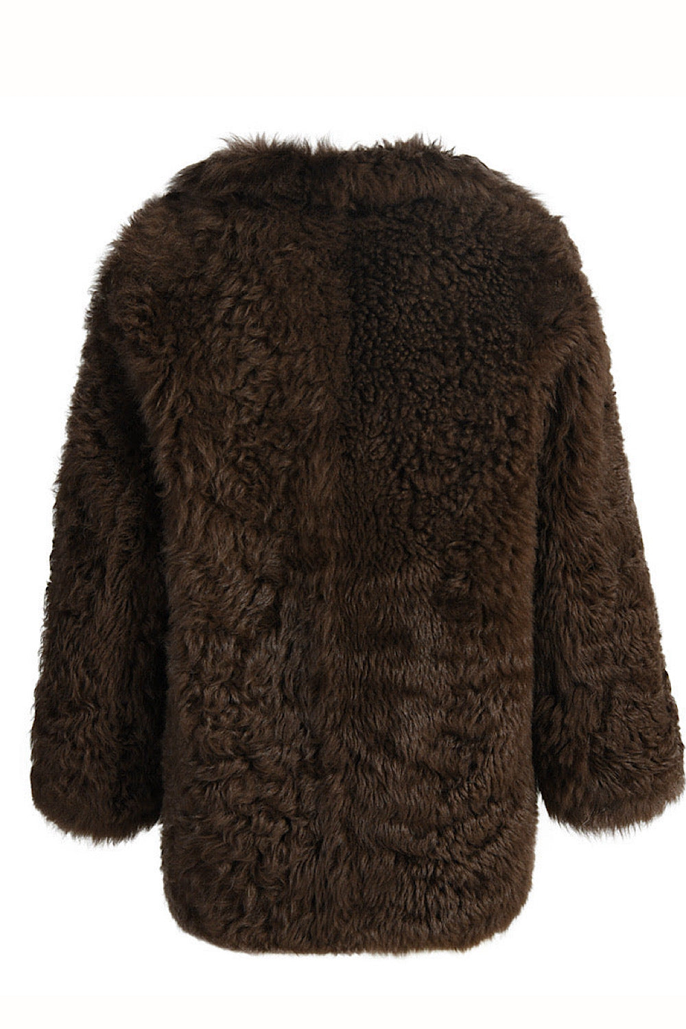MANTEAU MIELA en peau lainée marron
