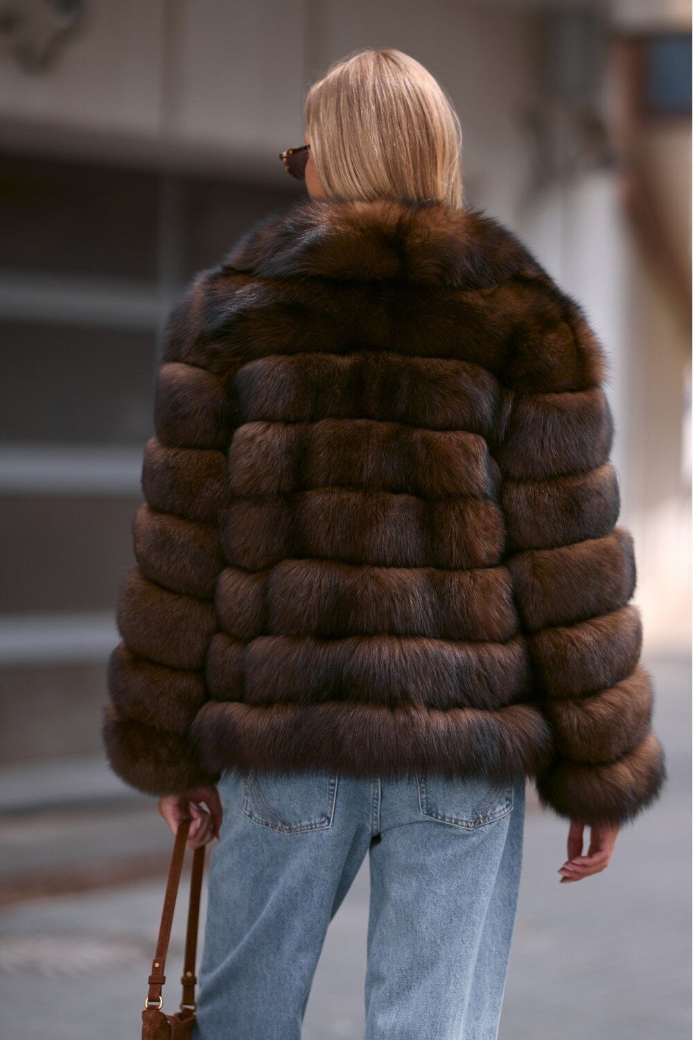 Manteau en fourrure de renard Ramona couleur marron châtaigne