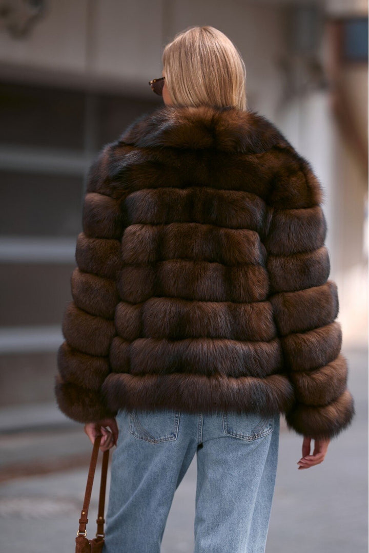 Manteau en fourrure de renard Ramona couleur marron châtaigne