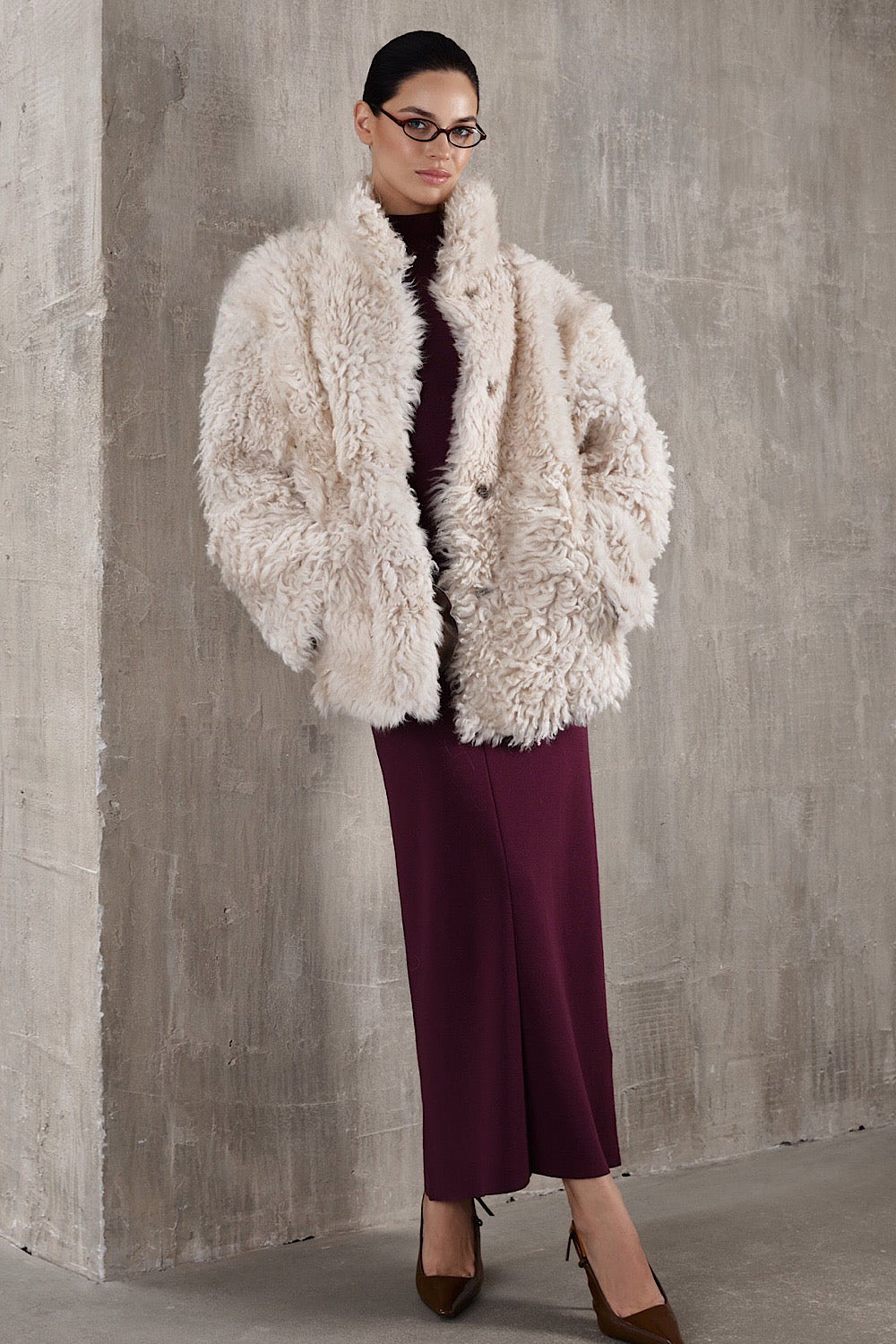 Manteau en peau retournée ROSE