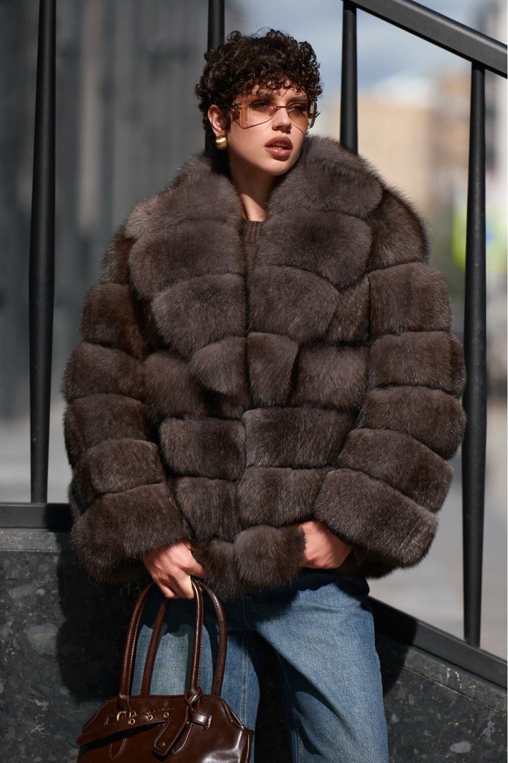 Manteau en fourrure de renard Ramona MOCHA