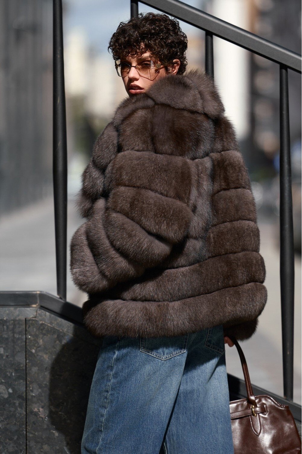 Manteau en fourrure de renard Ramona MOCHA