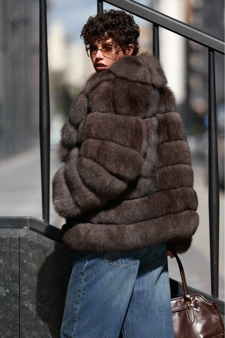 Manteau en fourrure de renard Ramona MOCHA