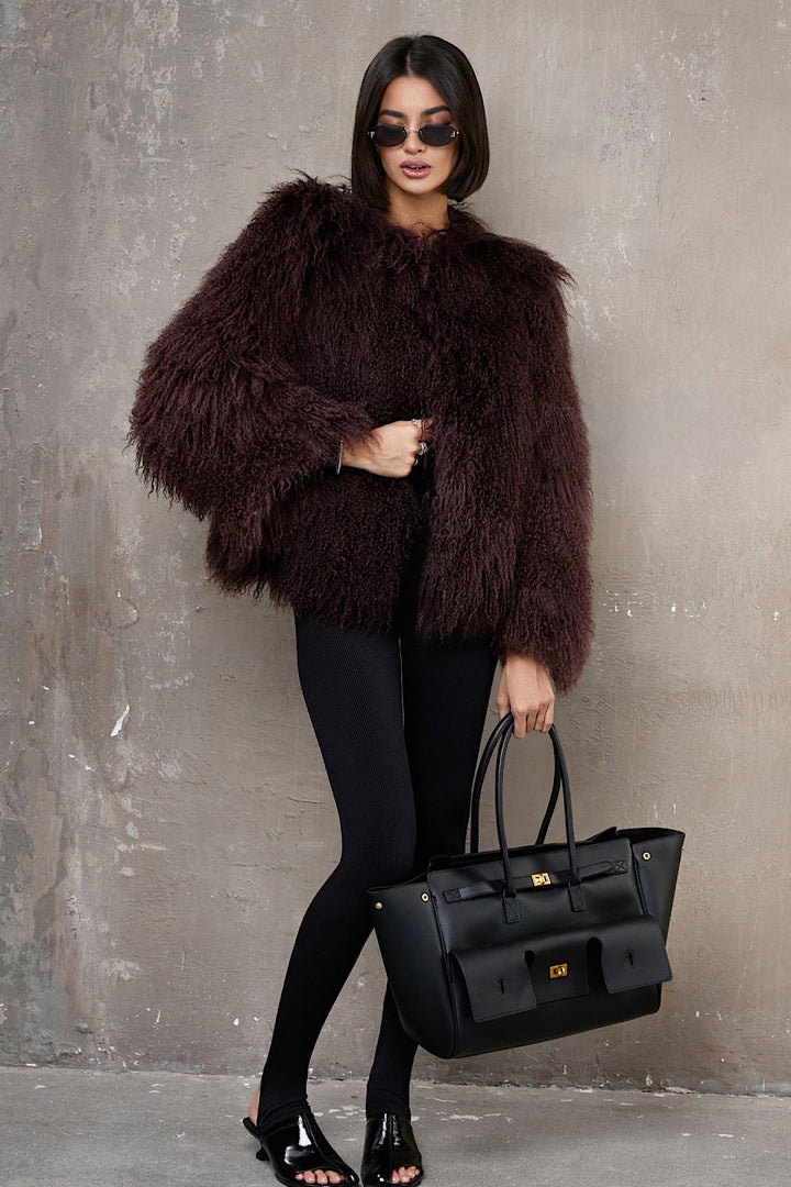 Manteau mongol DINA rouge marron