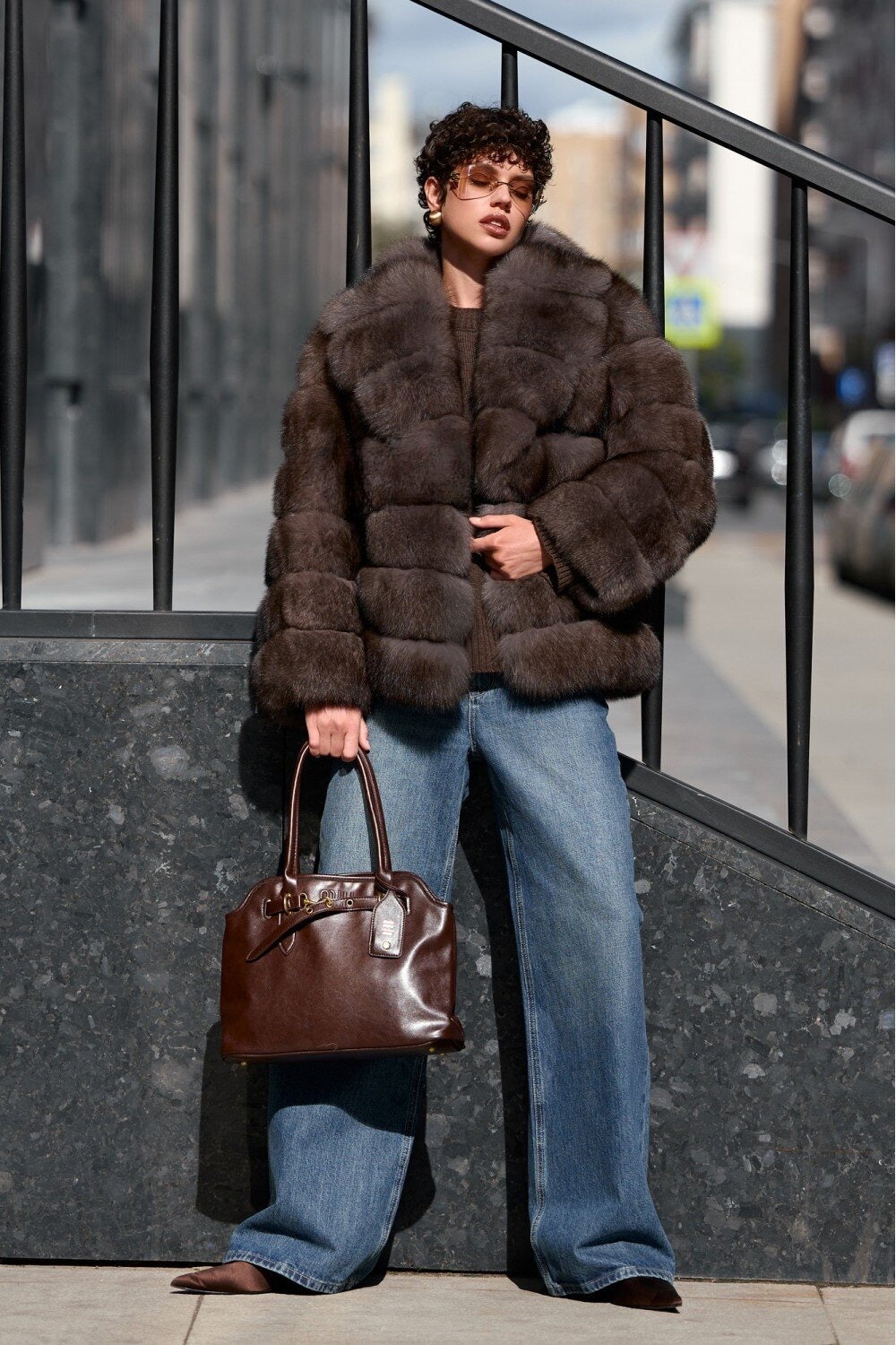 Manteau en fourrure de renard Ramona MOCHA