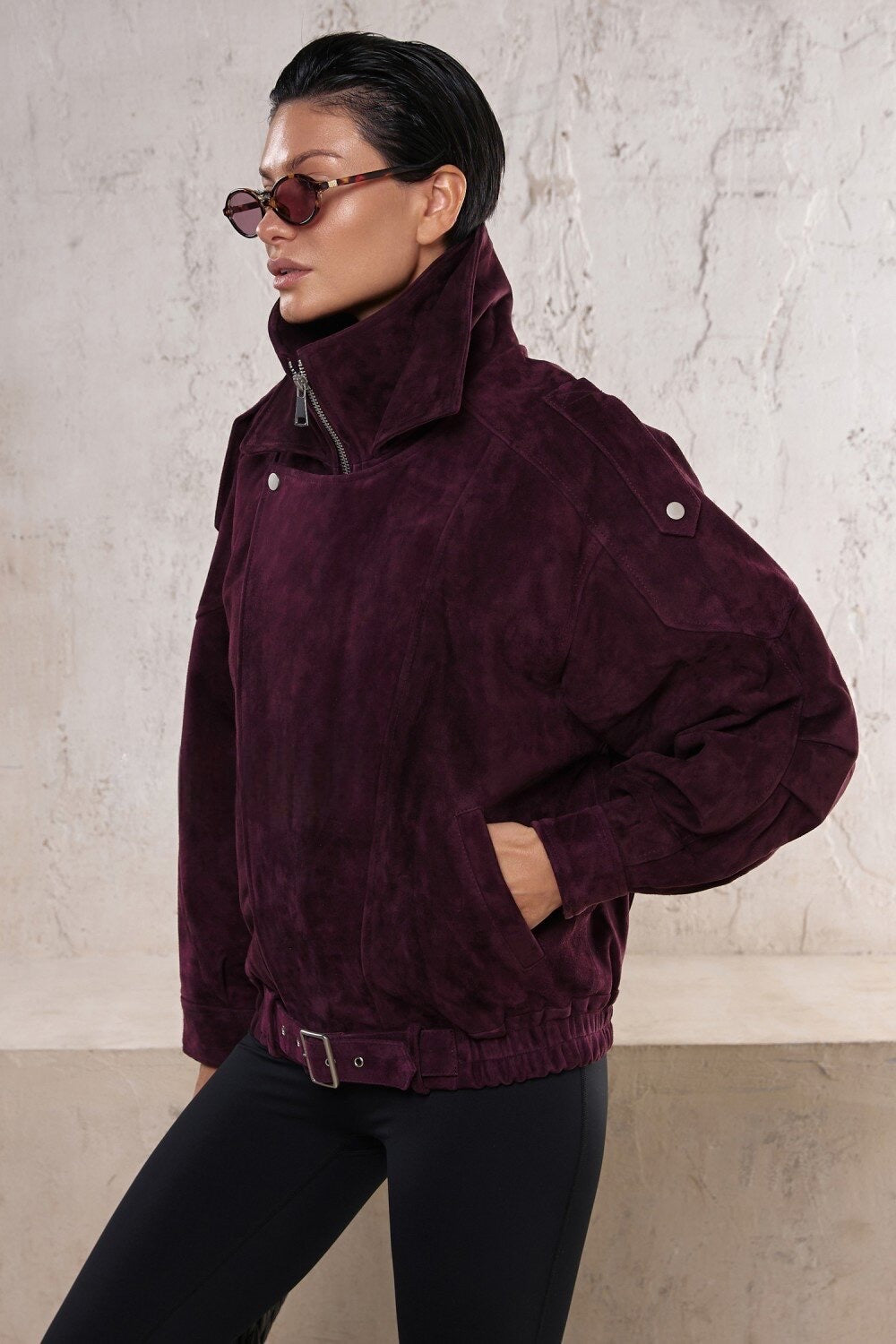 Veste en daim Valentina Bourgogne
