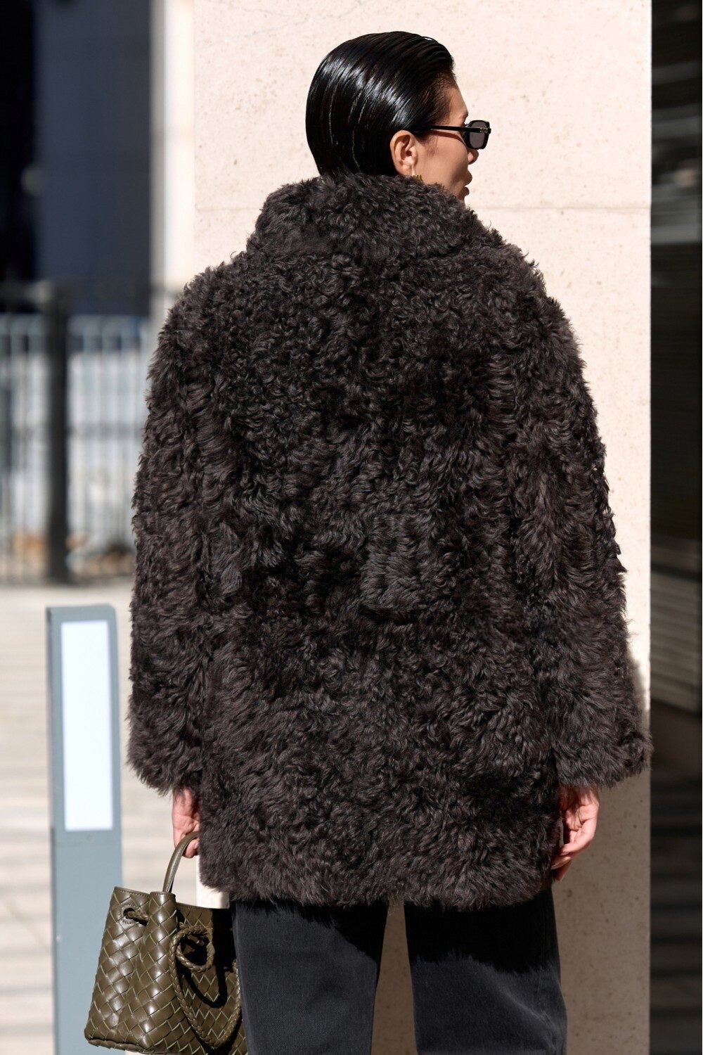 Manteau mi-long en peau lainée GABRIELLE