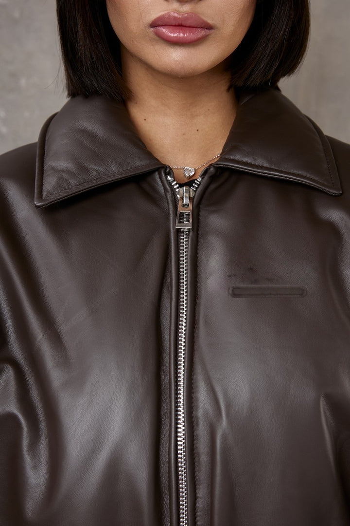 Blouson aviateur en cuir Maeve