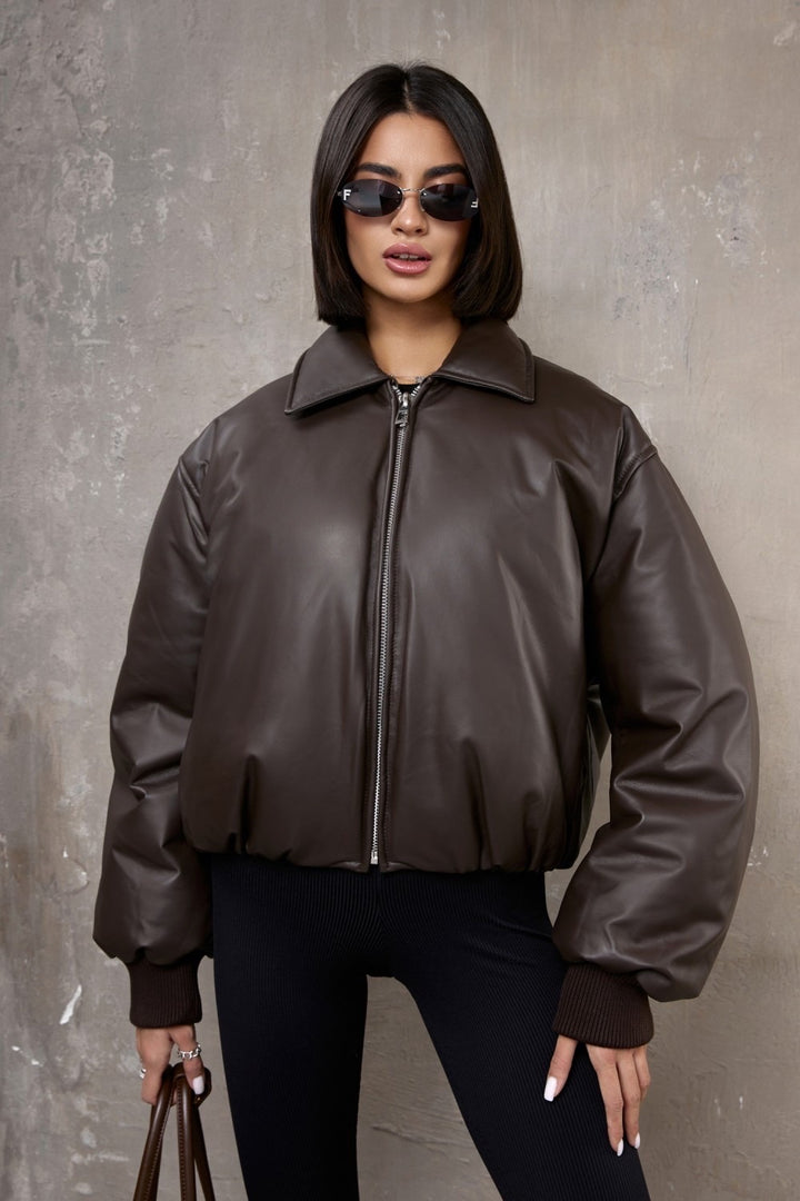 Blouson aviateur en cuir Maeve