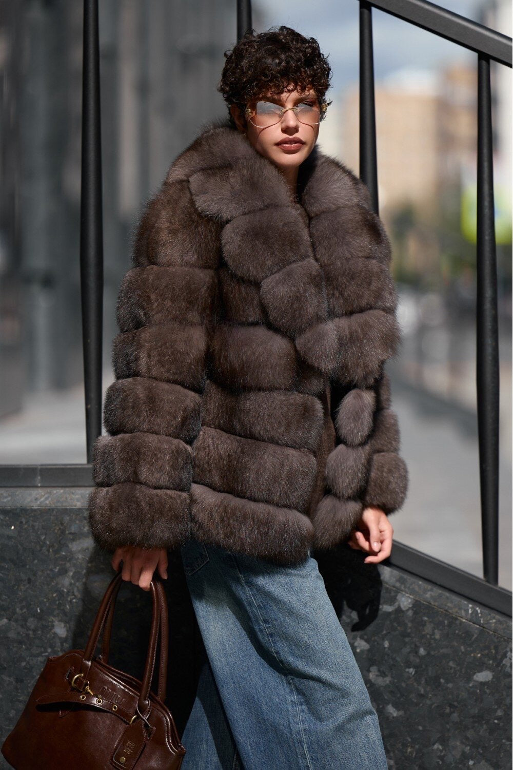 Manteau en fourrure de renard Ramona MOCHA