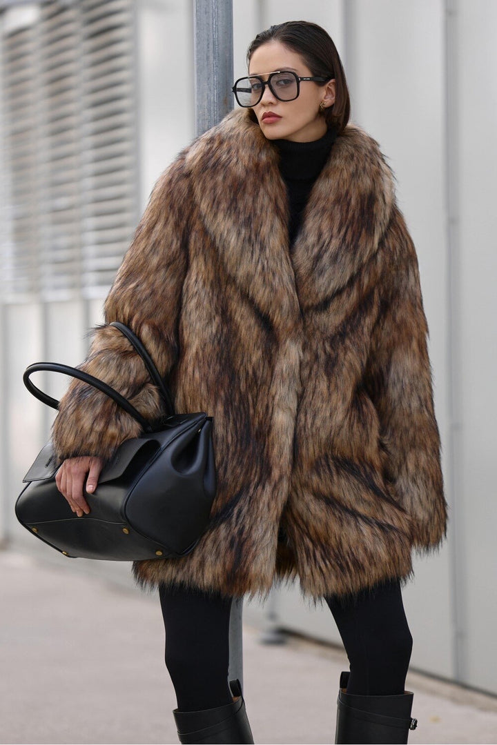 Manteau en fausse fourrure ambrée