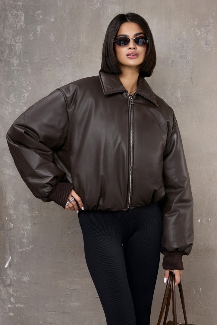 Blouson aviateur en cuir Maeve