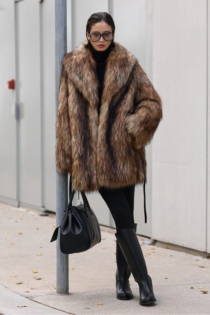 Manteau en fausse fourrure ambrée