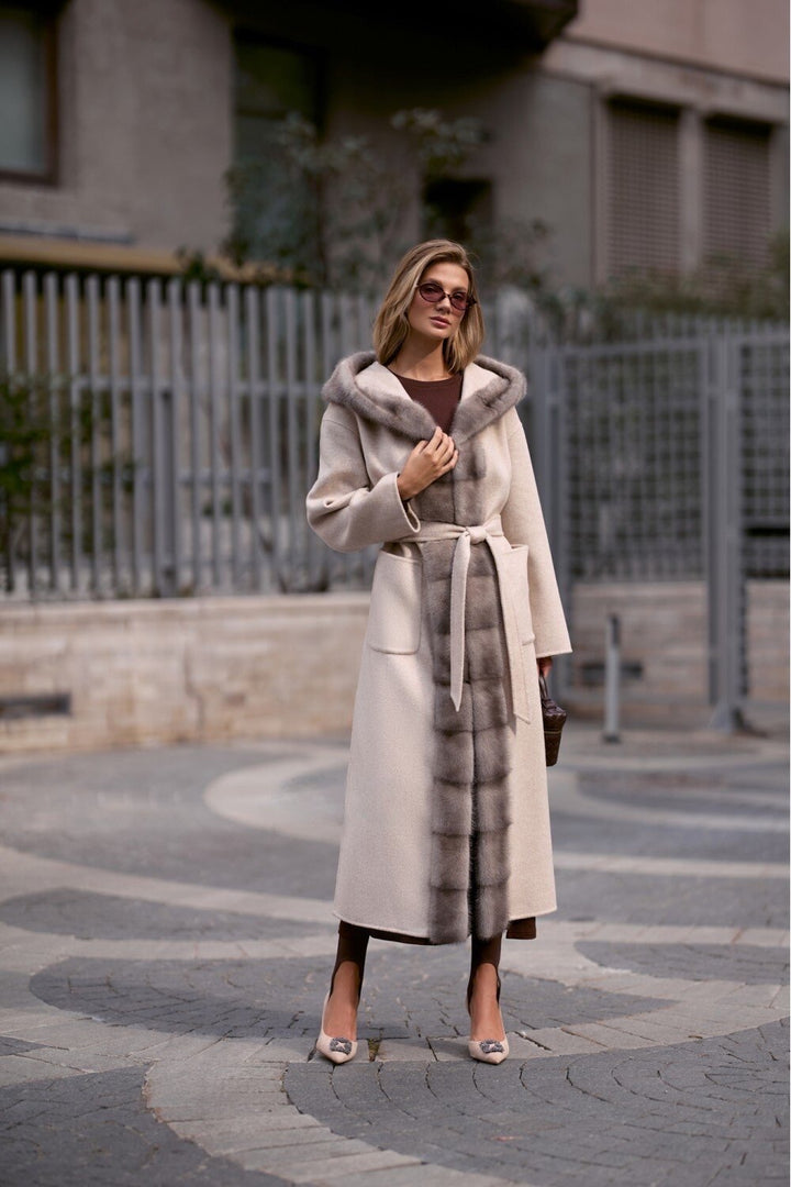Manteau en cachemire et vison Amal