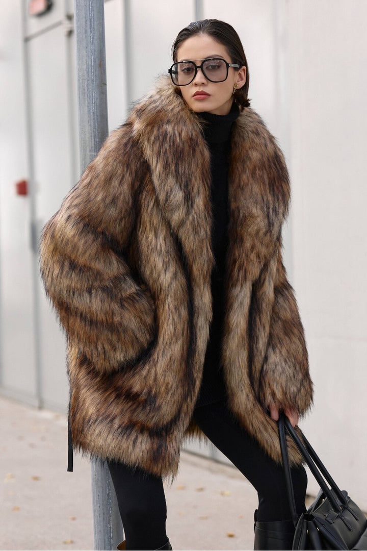 Manteau en fausse fourrure ambrée