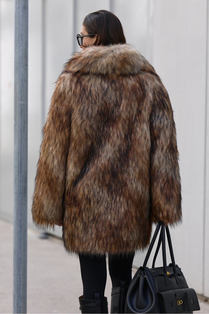 Manteau en fausse fourrure ambrée