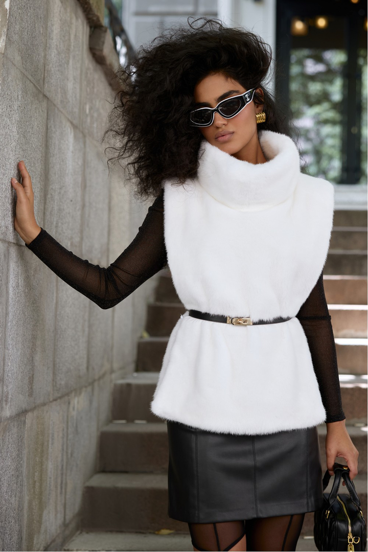 Veste en vison Charlotte blanche