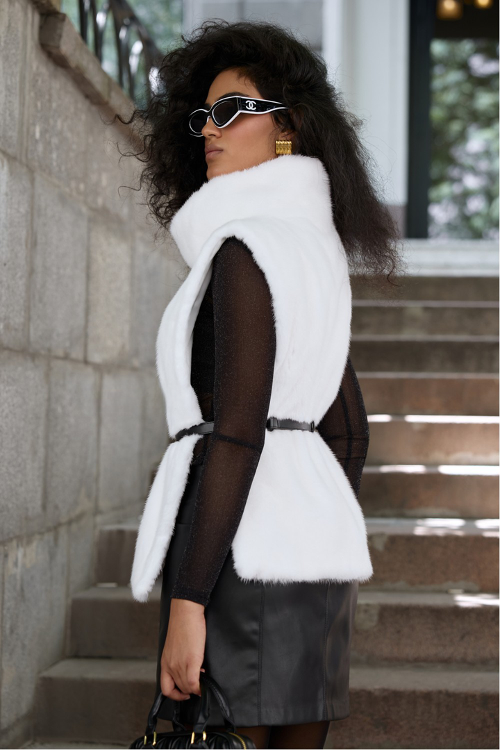 Veste en vison Charlotte blanche